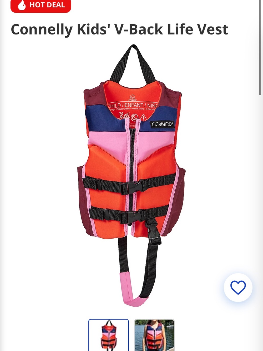 Connelly Child Life Jacket - Red Pink Purple